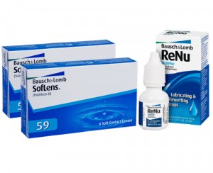 2 x Soflens 59 - 6 sztuk + krople do oczu ReNu® Drops GRATIS
