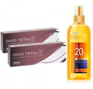 2 x DAILIES Total1 - 30 szt. + suchy olejek do opalania Eveline GRATIS