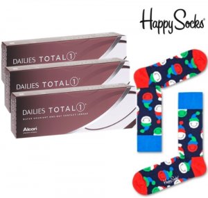 3 x DAILIES Total1 - 30 szt. + skarpetki Happy Socks - GRATIS