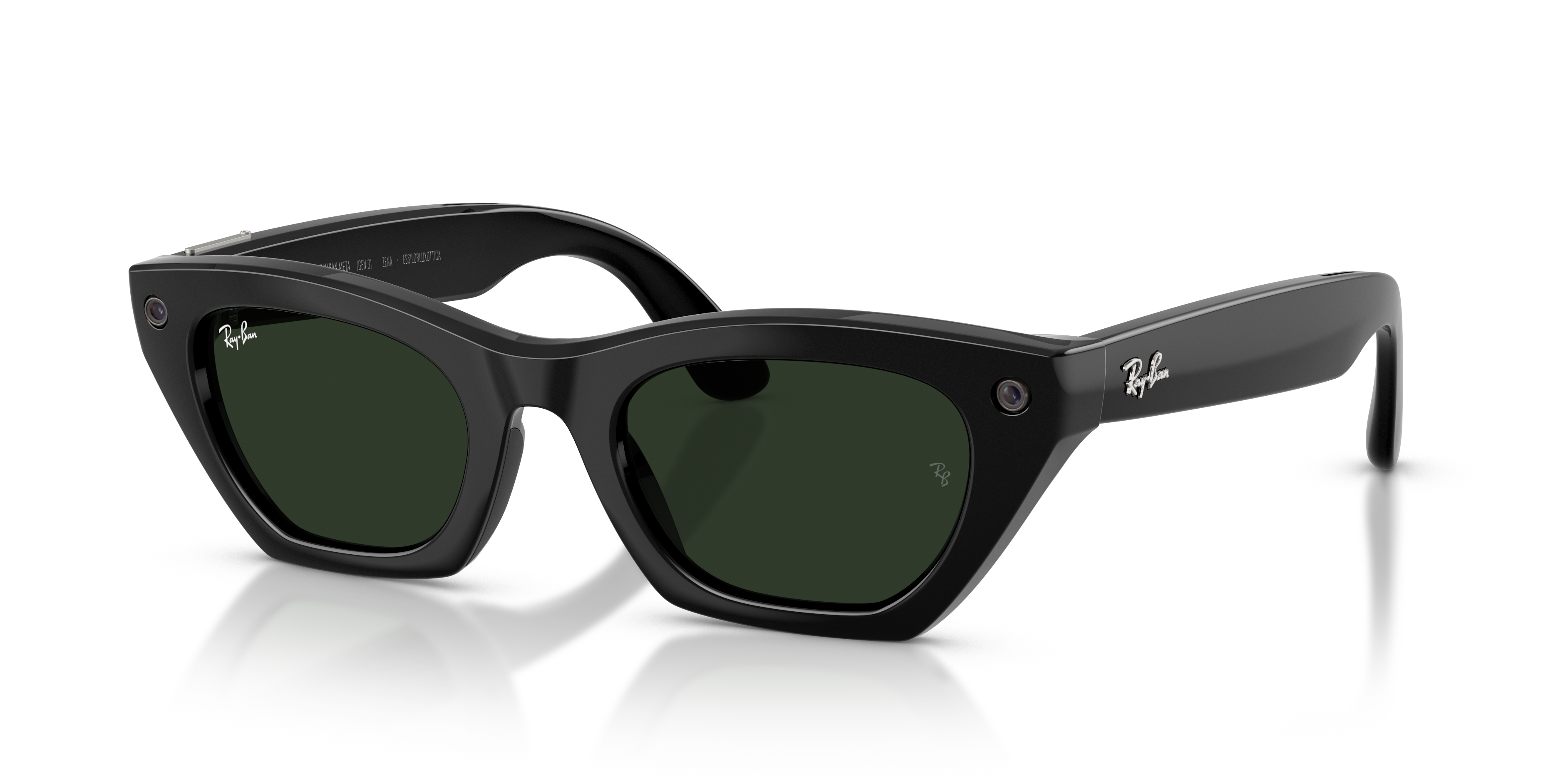 Ray-Ban Meta RW4015 601/1M - czarne okulary Cat Eye z zielonymi soczewkami Transitions