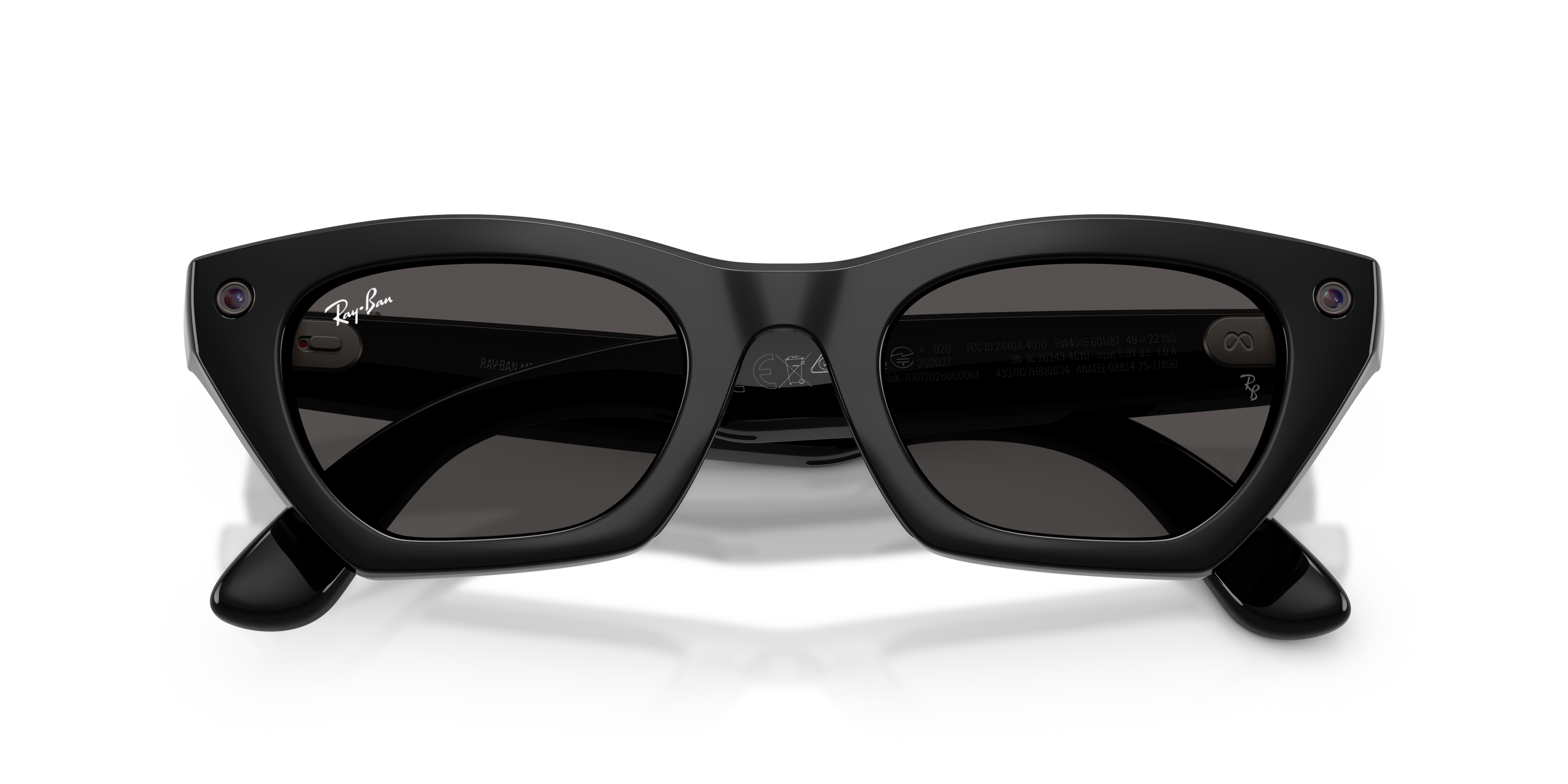 Ray-Ban Meta RW4015 601/87 – czarne inteligentne okulary przeciwsłoneczne Cat Eye z szarymi soczewkami