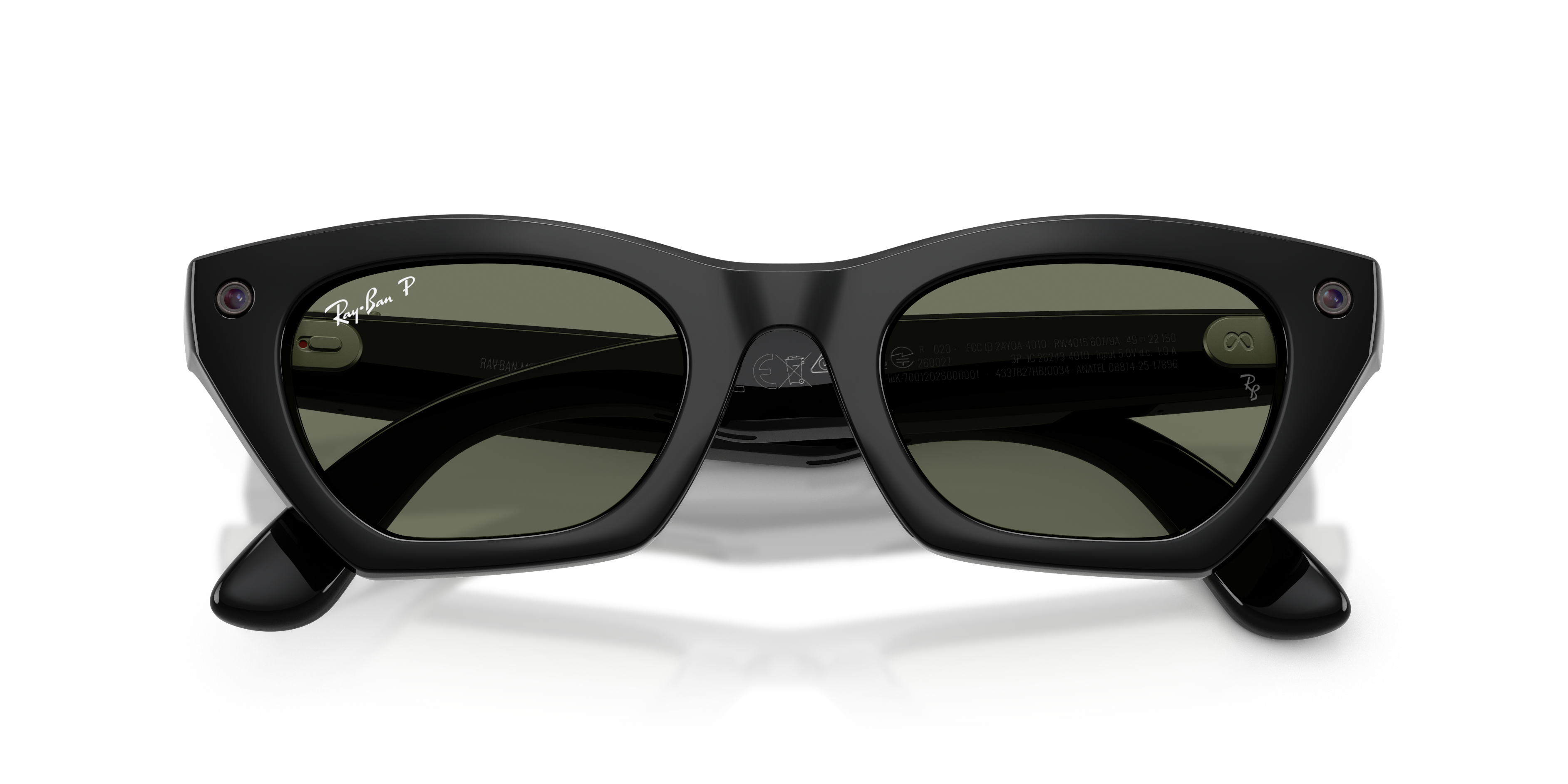 Ray-Ban Meta RW4015 601/9A – czarne okulary Cat Eye z zielonymi soczewkami polaryzacyjnymi