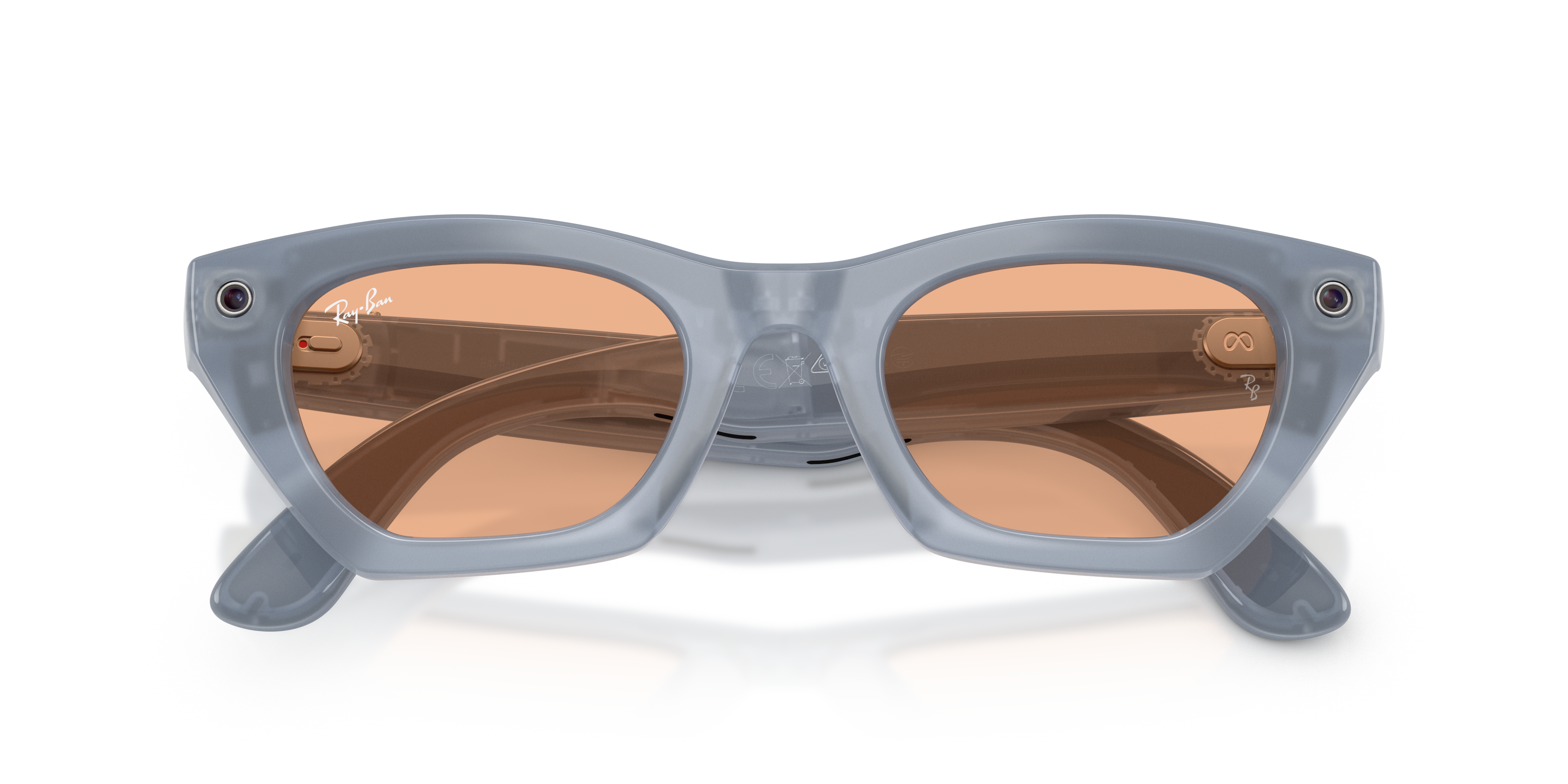 Ray-Ban Meta RW4015 691410 – inteligentne okulary Cat Eye Milky Grey Lilac z miedzianymi soczewkami Transitions