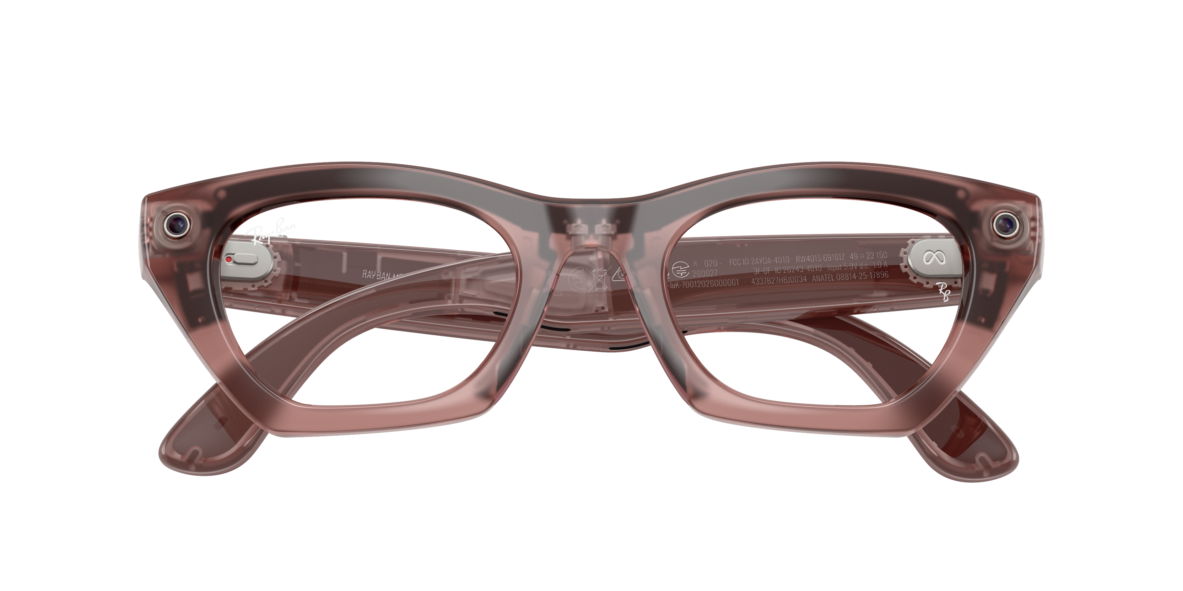 Ray-Ban Meta RW4015 69161Z – różowe inteligentne okulary Cat Eye z soczewkami Transitions Clear Grey